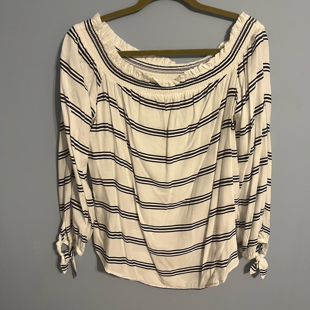 Off the shoulder striped top